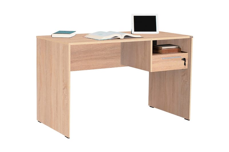 Irbene Skrivebord 120 cm med Opbevaringshylder + Låsebar Sku - Natur - Skrivebord