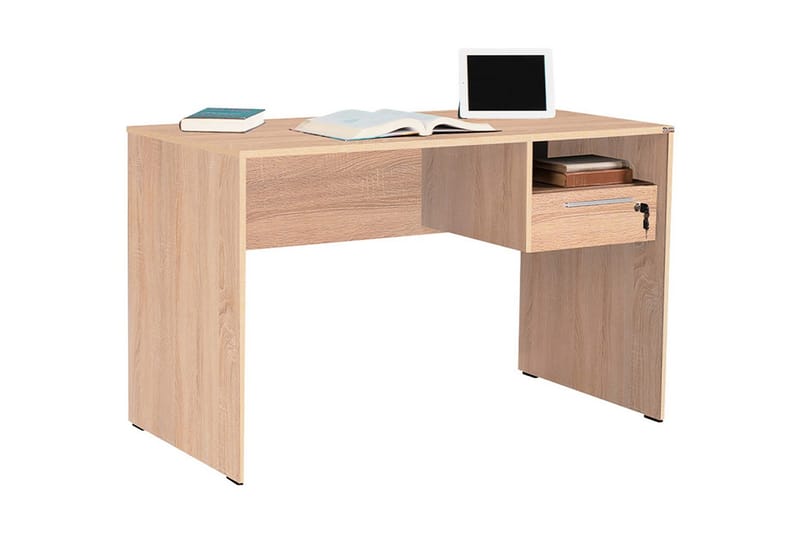 Irbene Skrivebord 120 cm med Opbevaringshylder + Låsebar Sku - Natur - Møbler - Borde - Kontorbord - Skrivebord