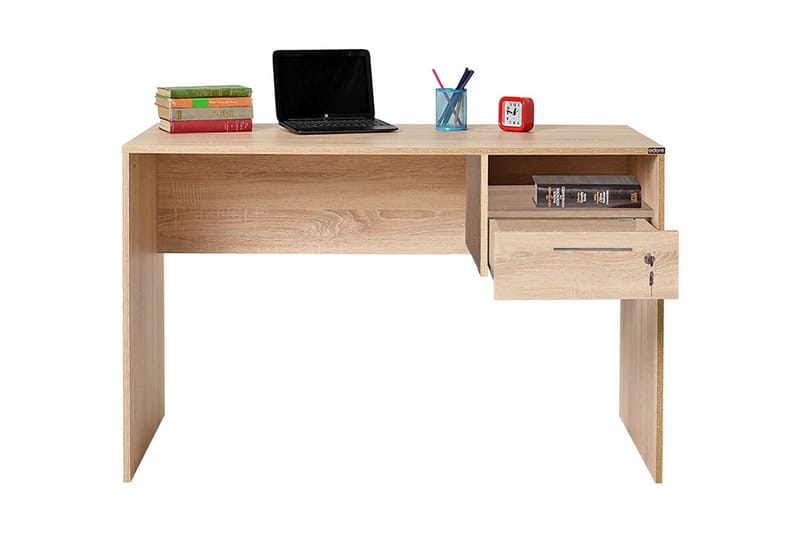 Irbene Skrivebord 120 cm med Opbevaringshylder + Låsebar Sku - Natur - Møbler - Borde - Kontorbord - Skrivebord