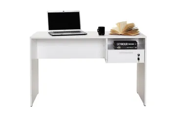 Irbene Skrivebord 120 cm med Opbevaringshylder + Låsebar Sku - Hvid - Møbler - Borde - Kontorbord - Skrivebord