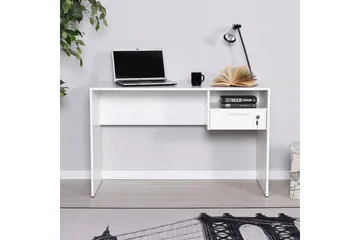 Irbene Skrivebord 120 cm med Opbevaringshylder + Låsebar Sku - Hvid - Møbler - Borde - Kontorbord - Skrivebord