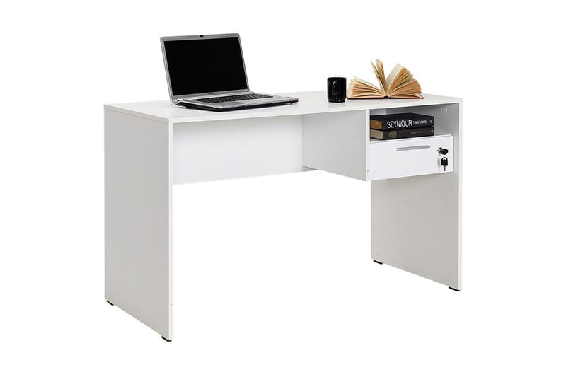 Irbene Skrivebord 120 cm med Opbevaringshylder + Låsebar Sku - Hvid - Møbler - Borde - Kontorbord - Skrivebord