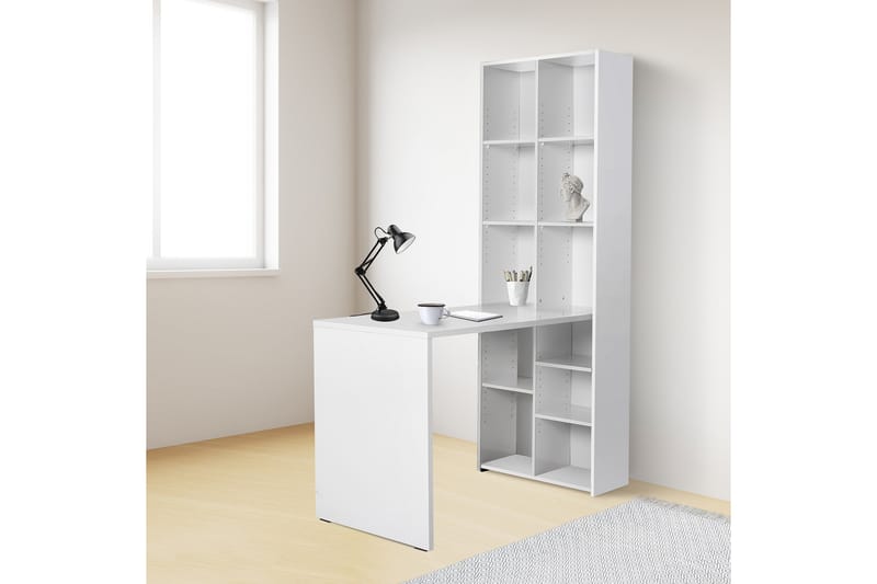 Irbene Skrivebord 121 cm med Opbevaring Bogreol - Lysebrun/Hvid - Skrivebord