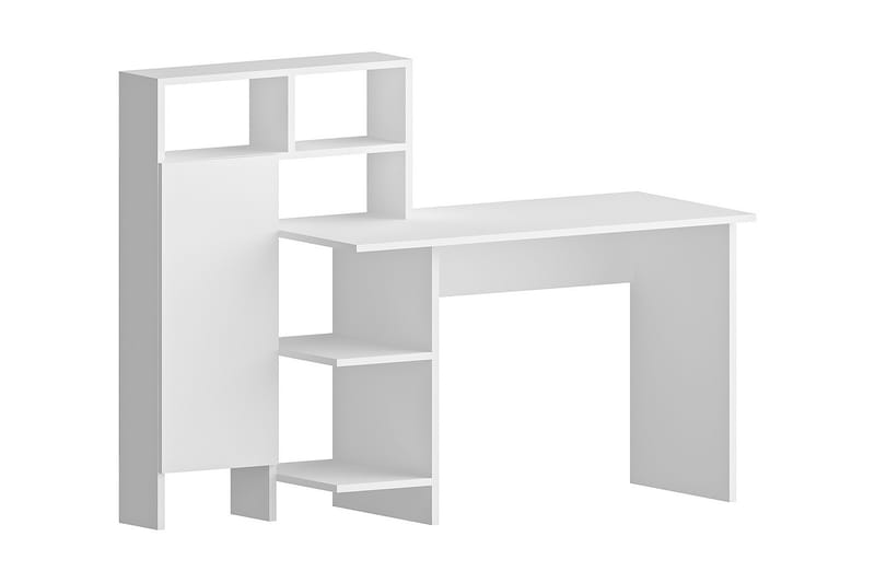 Irbene Skrivebord 135 cm med Opbevaringshylder + Skab - Hvid - Skrivebord