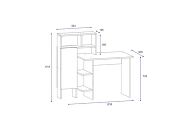 Irbene Skrivebord 135 cm med Opbevaringshylder + Skab - Hvid - Møbler - Borde - Kontorbord - Skrivebord