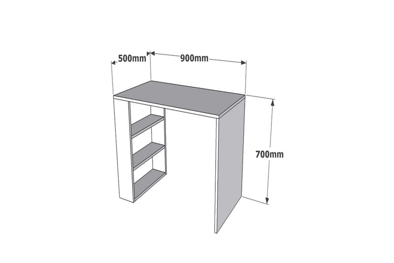 Irbene Skrivebord 90 cm med Opbevaring 3 Hylder - Hvid - Skrivebord