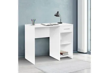 Irbene Skrivebord 90 cm med Opbevaring Skuffe + 2 Hylder - Hvid - Møbler - Borde - Kontorbord - Skrivebord