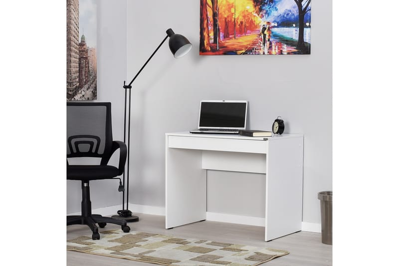 Irbene Skrivebord 90 cm med Opbevaring Skuffe - Hvid - Skrivebord