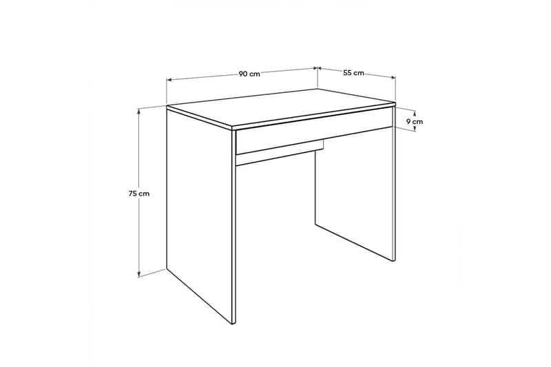 Irbene Skrivebord 90 cm med Opbevaring Skuffe - Hvid - Skrivebord