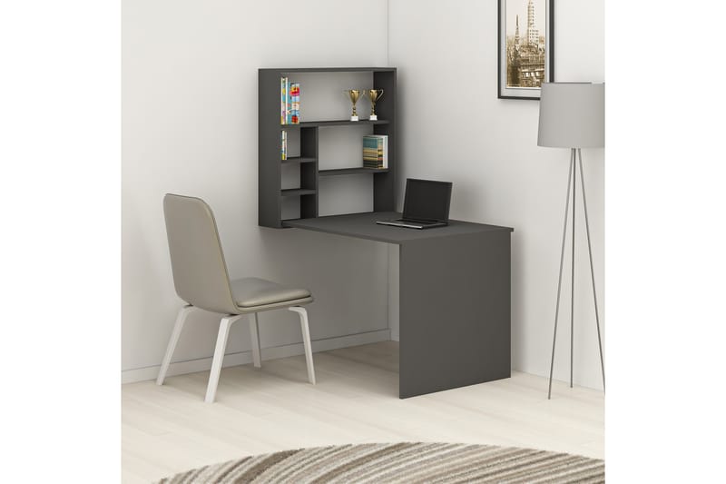 Irbene Vægskrivebord 59 cm med Opbevaringshylde - Antracit - Møbler - Borde - Kontorbord - Skrivebord