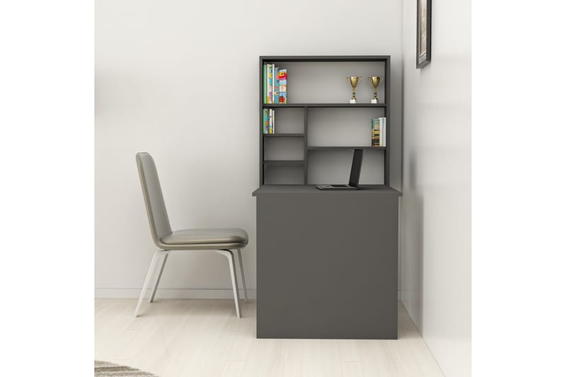 Irbene Vægskrivebord 59 cm med Opbevaringshylde - Antracit - Skrivebord