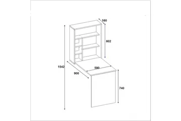 Irbene Vægskrivebord 59 cm med Opbevaringshylde - Antracit - Møbler - Borde - Kontorbord - Skrivebord