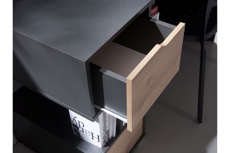 Iwena Skrivebord 120 cm med Opbevaring 3 Skuffer - Sort/Beige/Hvid - Skrivebord