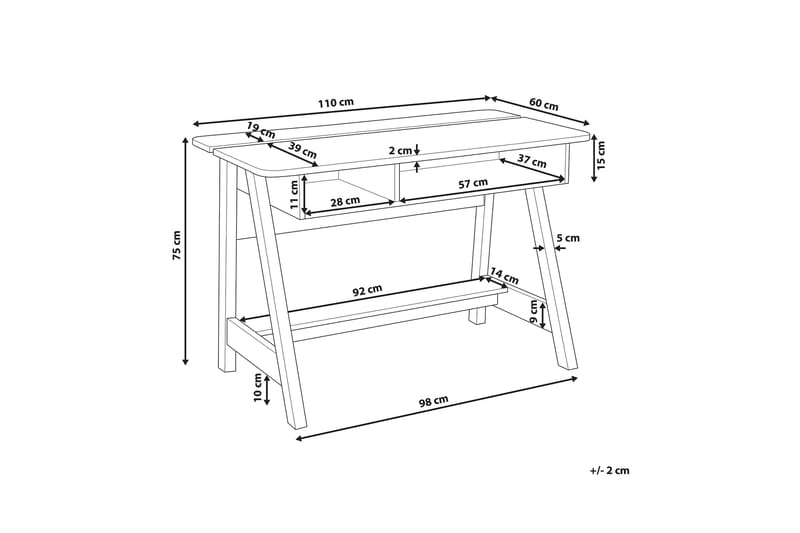 Jackson Skrivebord 110 cm med Opbevaring Hylde - Hvid - Skrivebord