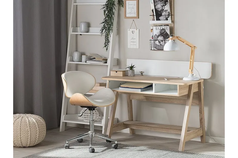 Jackson Skrivebord 110 cm med Opbevaring Hylde - Hvid - Møbler - Borde - Kontorbord - Skrivebord