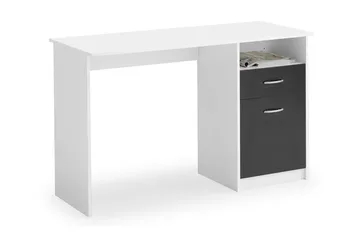 Jackson Skrivebord 123 cm med Opbevaring Hylde + Skuffe + Sk - Hvid/Sort - Møbler - Borde - Kontorbord - Skrivebord