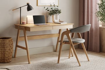 Jahnyia Skrivebord 120 cm 2 Skuffer - Lysebrun - Møbler - Borde - Kontorbord - Skrivebord