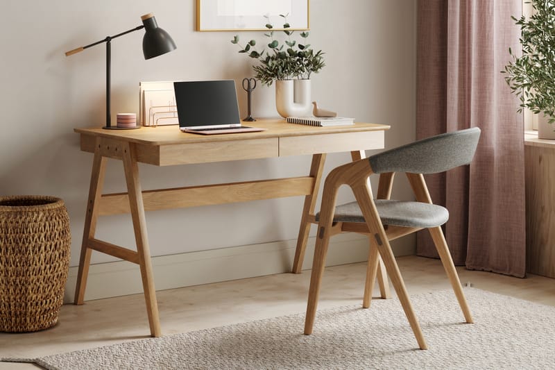 Jahnyia Skrivebord 120 cm 2 Skuffer - Lysebrun - Møbler - Borde - Kontorbord - Skrivebord
