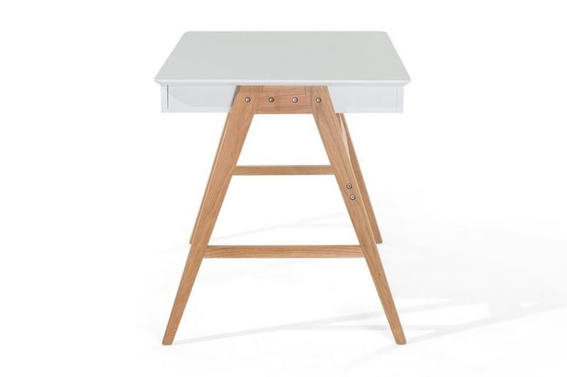 Jahnyia Skrivebord 120 cm med Opbevaring 2 Skuffer - Hvid/Eg - Møbler - Borde - Kontorbord - Skrivebord
