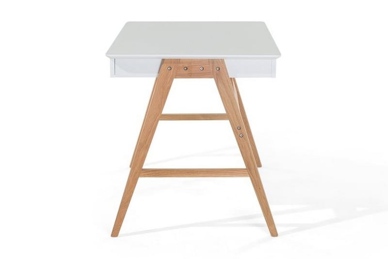Jahnyia Skrivebord 120 cm med Opbevaring 2 Skuffer - Hvid/Eg - Skrivebord