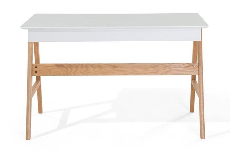 Jahnyia Skrivebord 120 cm med Opbevaring 2 Skuffer - Hvid/Eg - Møbler - Borde - Kontorbord - Skrivebord