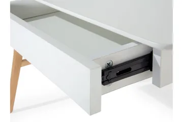 Jahnyia Skrivebord 120 cm med Opbevaring 2 Skuffer - Hvid/Eg - Møbler - Borde - Kontorbord - Skrivebord