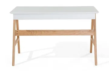 Jahnyia Skrivebord 120 cm med Opbevaring 2 Skuffer - Hvid/Eg - Møbler - Borde - Kontorbord - Skrivebord
