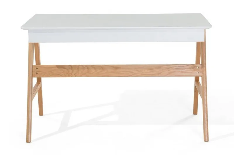 Jahnyia Skrivebord 120 cm med Opbevaring 2 Skuffer - Hvid/Eg - Møbler - Borde - Kontorbord - Skrivebord