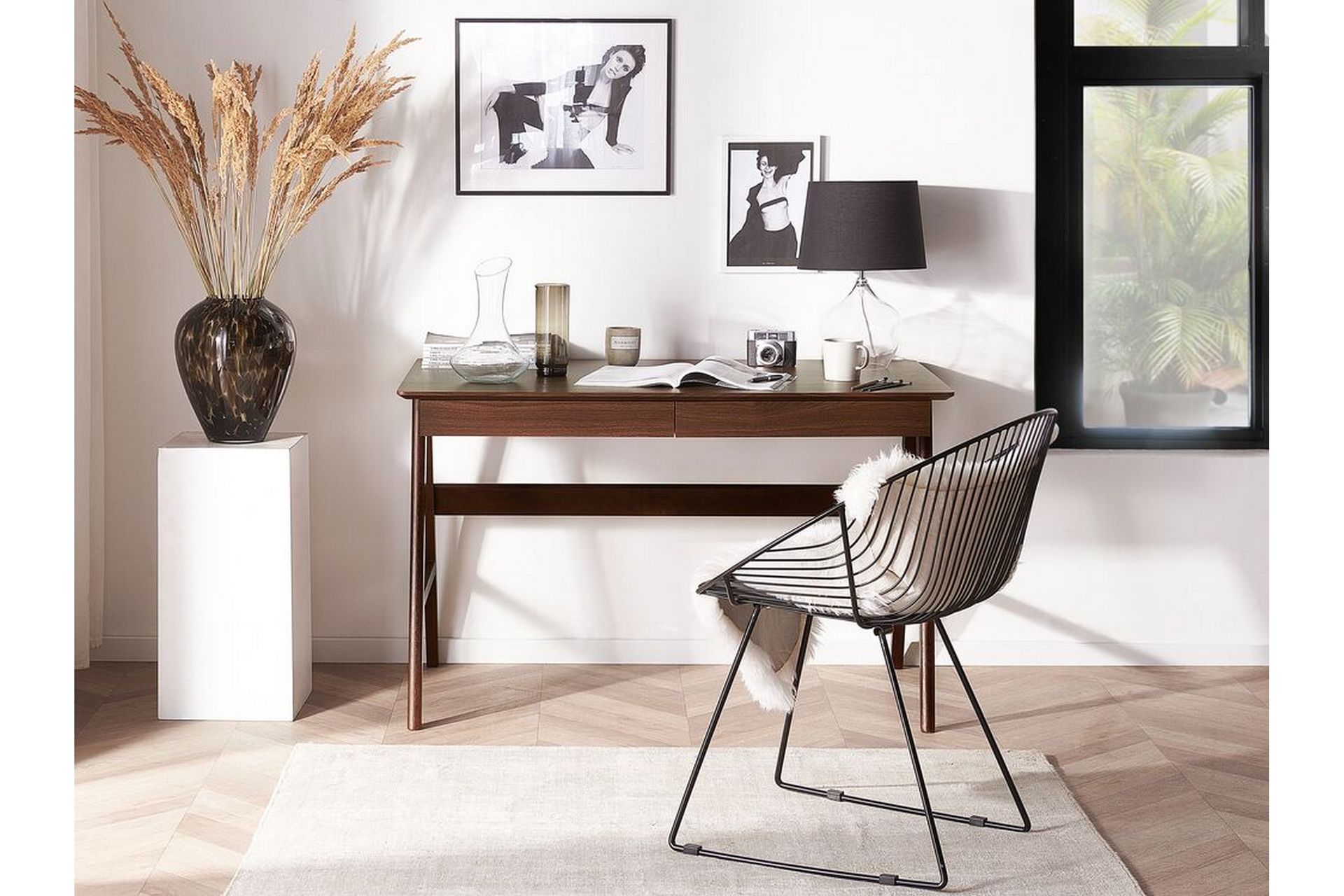 Jahnyia skrivebord med 2 skuffer - Træ / natur - Møbler - Borde - Kontorbord - Skrivebord