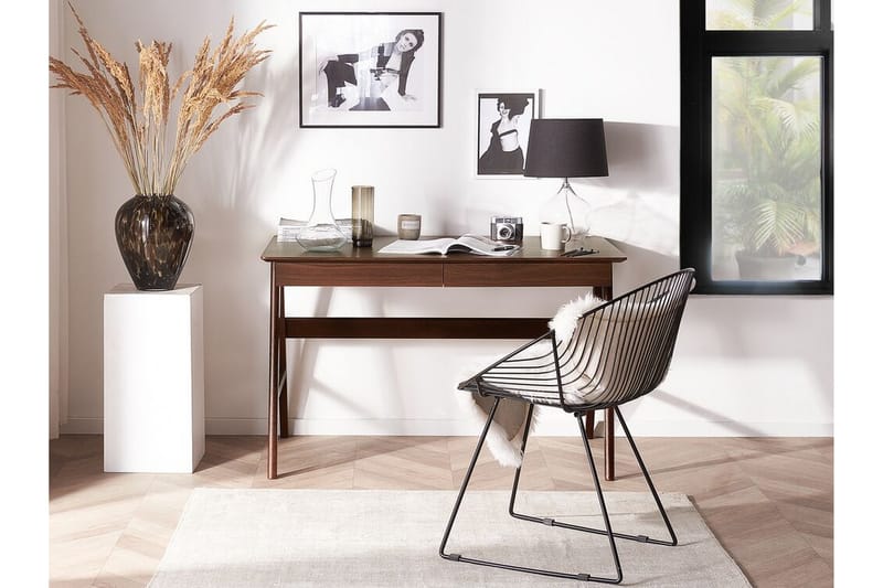 Jahnyia skrivebord med 2 skuffer - Træ / natur - Møbler - Borde - Kontorbord - Skrivebord