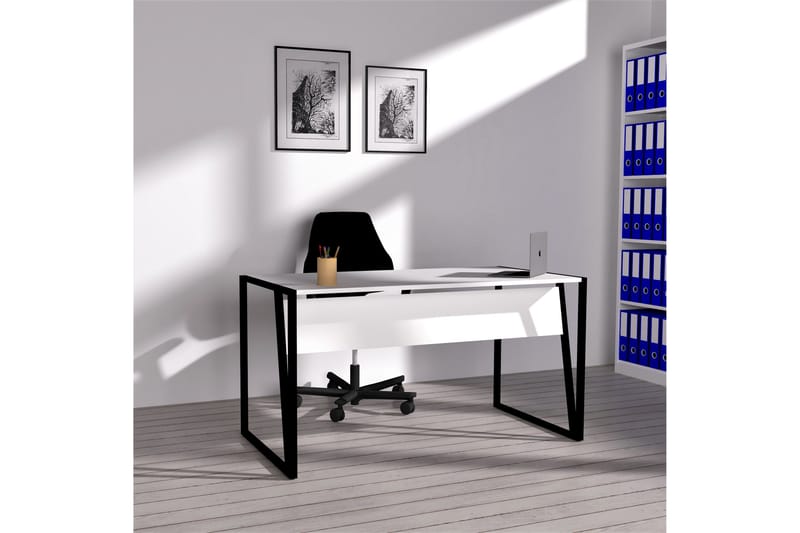 Jarlech Skrivebord 140 cm - Hvid/Sort - Møbler - Borde - Kontorbord - Skrivebord