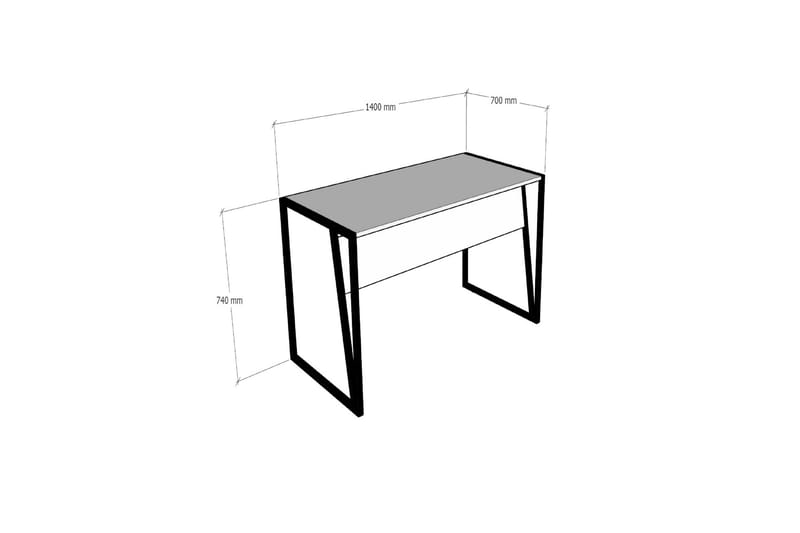 Jarlech Skrivebord 140 cm - Hvid/Sort - Møbler - Borde - Kontorbord - Skrivebord
