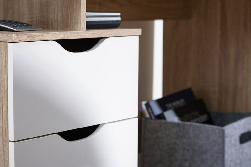 Kaille Rektangulært Skrivebord med Skuffer i Træ - Beige - Møbler - Borde - Kontorbord - Skrivebord