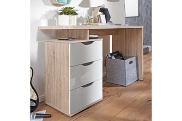 Kaille Rektangulært Skrivebord med Skuffer i Træ - Beige - Møbler - Borde - Kontorbord - Skrivebord