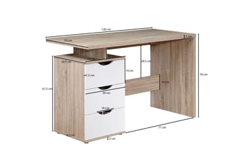 Kaille Rektangulært Skrivebord med Skuffer i Træ - Beige - Møbler - Borde - Kontorbord - Skrivebord