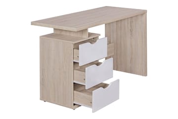 Kaille Rektangulært Skrivebord med Skuffer i Træ - Beige - Møbler - Borde - Kontorbord - Skrivebord