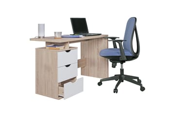 Kaille Rektangulært Skrivebord med Skuffer i Træ - Beige - Møbler - Borde - Kontorbord - Skrivebord