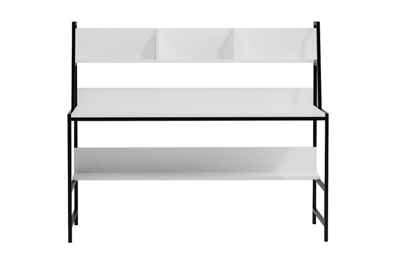Kalldrun Skrivebord 140 cm med Opbevaring Hylder - Hvid/Sort - Møbler - Borde - Kontorbord - Skrivebord