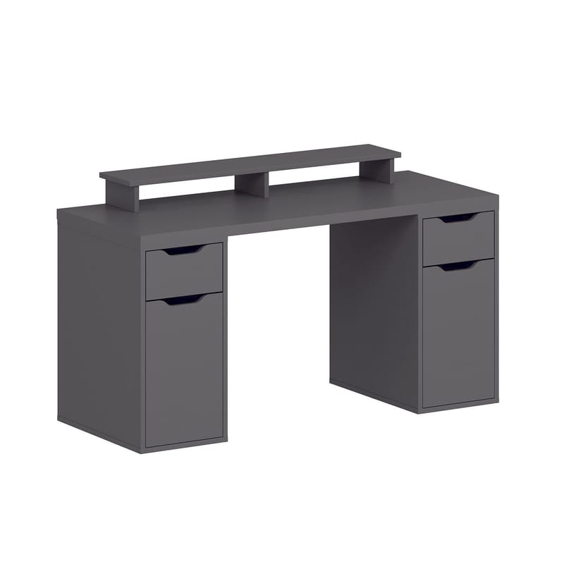 Skrivebord Kalune Design Alen 150 cm (150 x 75 x 60 cm) Antracit 2 skuffer, 2 skabe - Antracit - Møbler - Borde - Kontorbord - Skrivebord
