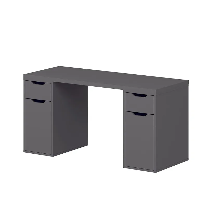 Skrivebord Kalune Design Alen 150 cm (150 x 75 x 60 cm) Antracit 2 skuffer, 2 skabe, Antracit