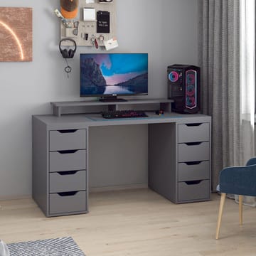Skrivebord Kalune Design Alen 150 cm (150 x 75 x 60 cm) Antracit 8 skuffer - Antracit - Møbler - Borde - Kontorbord - Skrivebord