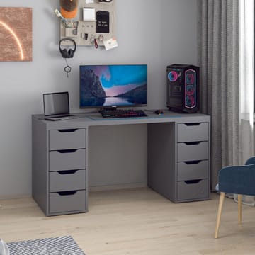 Skrivebord Kalune Design Alen 150 cm (150 x 75 x 60 cm) Antracit 8 skuffer - Antracit - Møbler - Borde - Kontorbord - Skrivebord