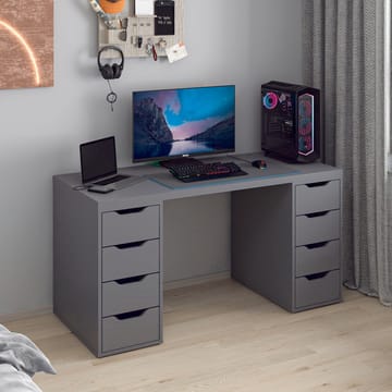 Skrivebord Kalune Design Alen 150 cm (150 x 75 x 60 cm) Antracit 8 skuffer - Antracit - Møbler - Borde - Kontorbord - Skrivebord