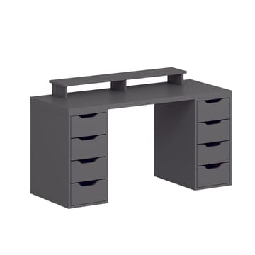 Skrivebord Kalune Design Alen 150 cm (150 x 75 x 60 cm) Antracit 8 skuffer - Antracit - Møbler - Borde - Kontorbord - Skrivebord