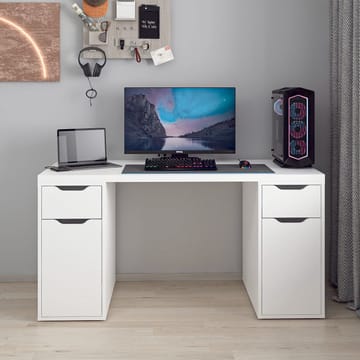 Skrivebord Kalune Design Alen 150 cm (150 x 75 x 60 cm) Hvid 2 skuffer, 2 skabe - Hvid - Møbler - Borde - Kontorbord - Skrivebord