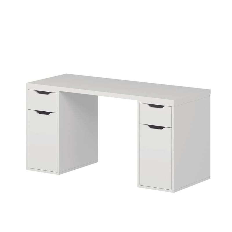 Skrivebord Kalune Design Alen 150 cm (150 x 75 x 60 cm) Hvid 2 skuffer, 2 skabe - Hvid - Møbler - Borde - Kontorbord - Skrivebord