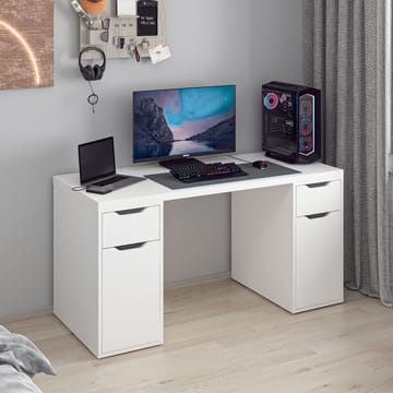 Skrivebord Kalune Design Alen 150 cm (150 x 75 x 60 cm) Hvid 2 skuffer, 2 skabe - Hvid - Møbler - Borde - Kontorbord - Skrivebord