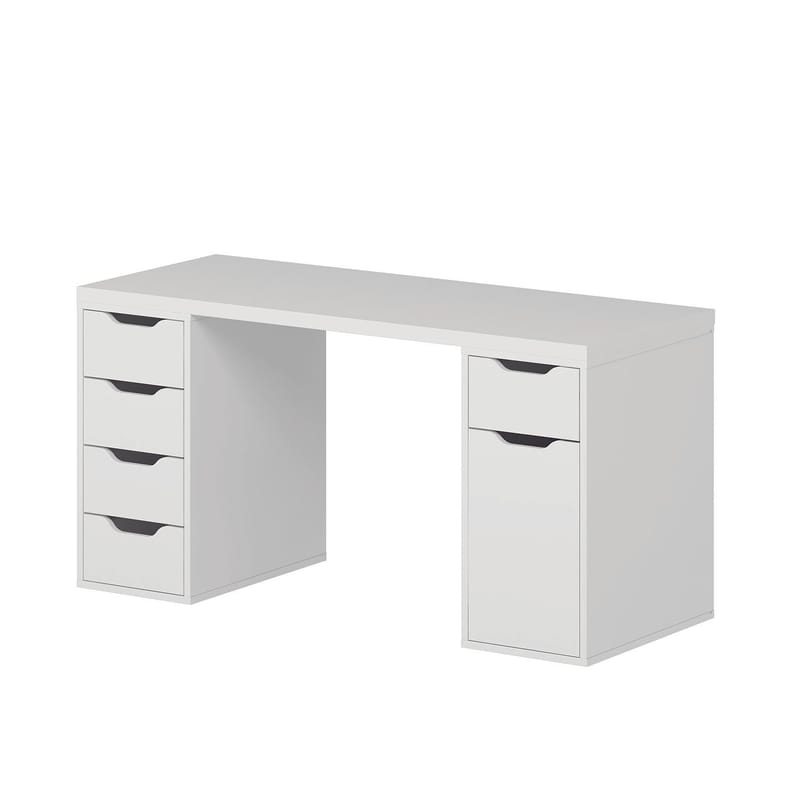 Skrivebord Kalune Design Alen 150 cm (150 x 75 x 60 cm) Hvid 5 skuffer - Hvid - Møbler - Borde - Kontorbord - Skrivebord