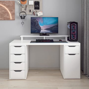 Skrivebord Kalune Design Alen 150 cm (150 x 75 x 60 cm) Hvid 5 skuffer - Hvid - Møbler - Borde - Kontorbord - Skrivebord