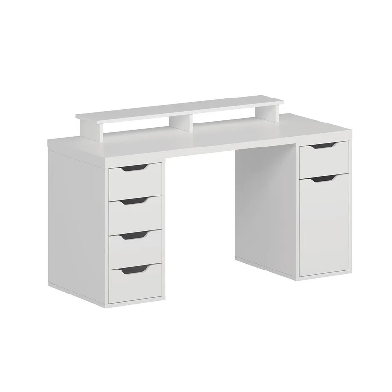 Skrivebord Kalune Design Alen 150 cm (150 x 75 x 60 cm) Hvid 5 skuffer, Hvid